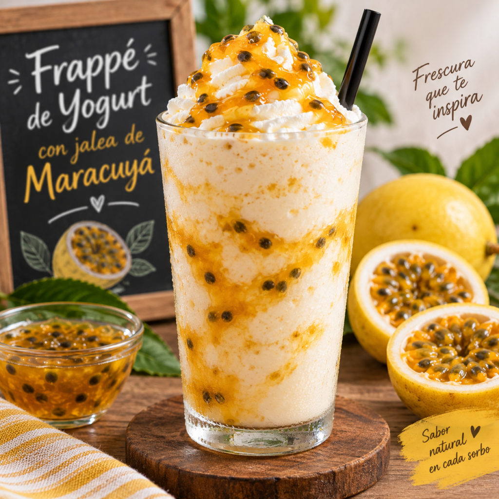 Frappé de yogurt con jalea de maracuyá