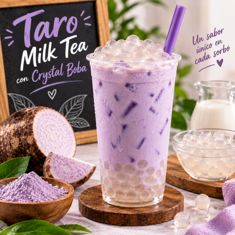 Taro Milk Tea con Crystal Boba